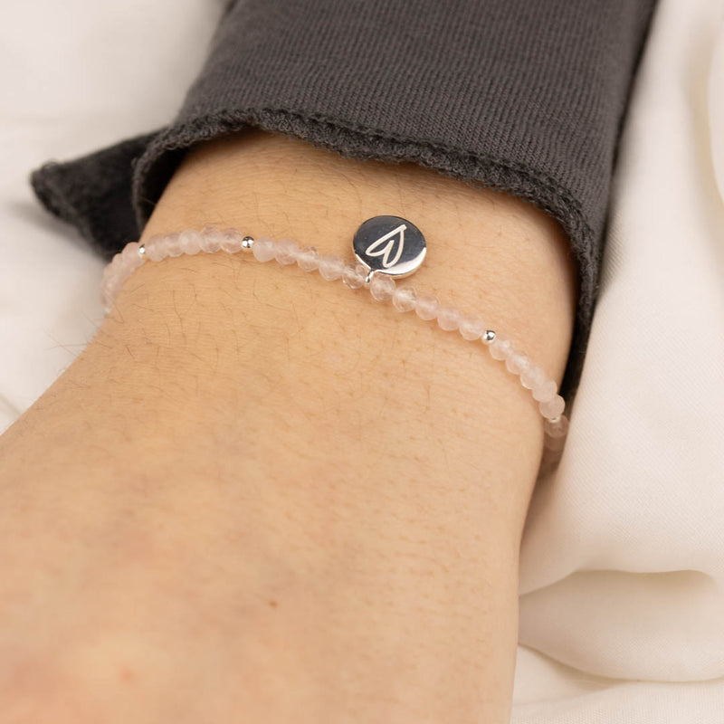 "I am loved" Rosenquarz Armband Silber - Spirit of Liebs