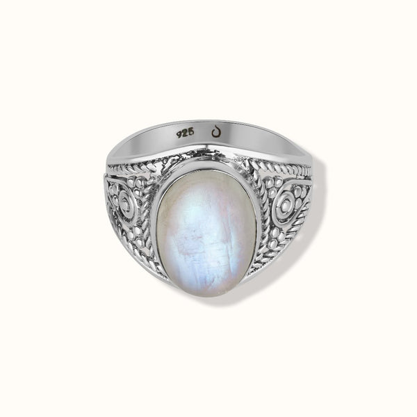 Atlas Mondstein Ring Silber