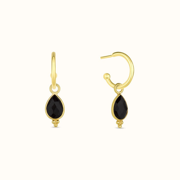 Luna Onyx Hoops Golden