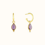 Luna Amethyst Hoops Golden