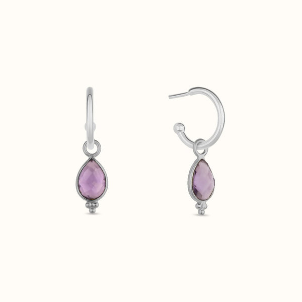 Luna Amethyst Hoops Silber