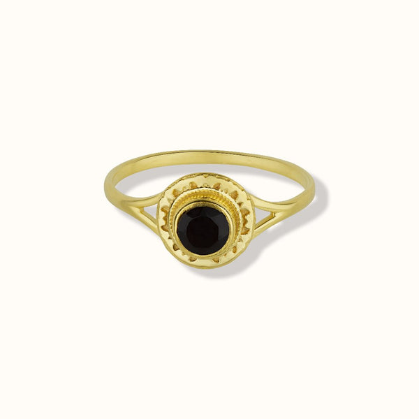 Inka Onyx Ring Golden