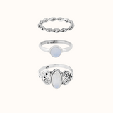 Loving Mondstein Ring Silber Set