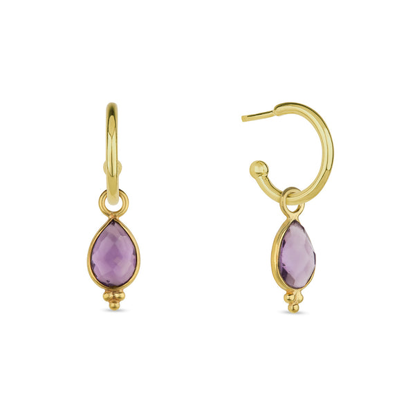 Luna Amethyst Hoops Golden