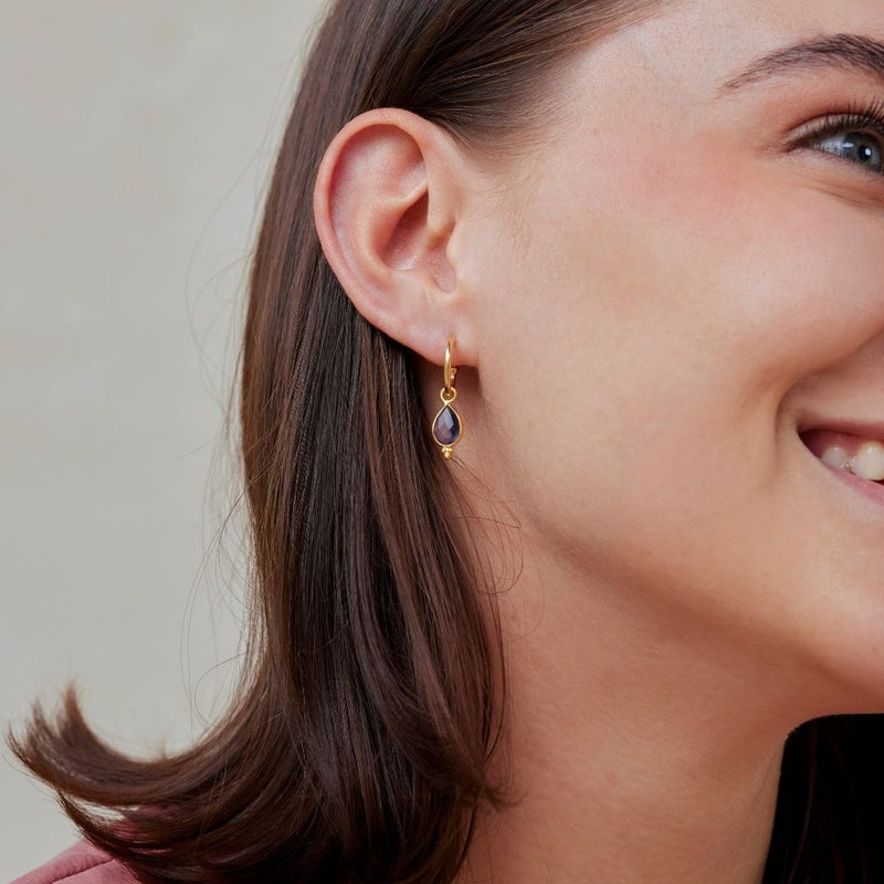 Luna Amethyst Hoops Golden